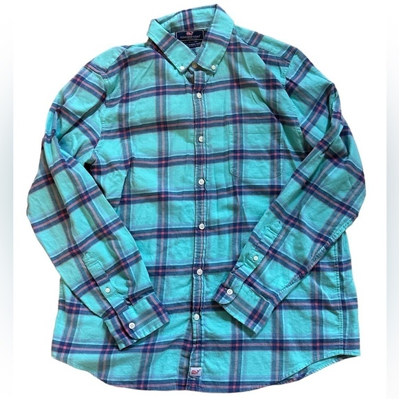 Vineyard Vines Slim Fit second wind Murray Large Capri Blue plaid Linen cotton - Picture 1 of 7